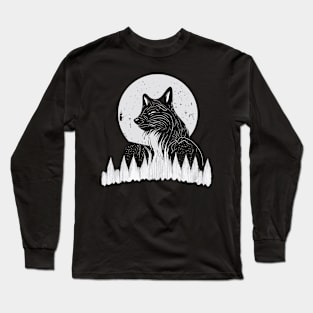 Cute Moonlight Wolf Long Sleeve T-Shirt